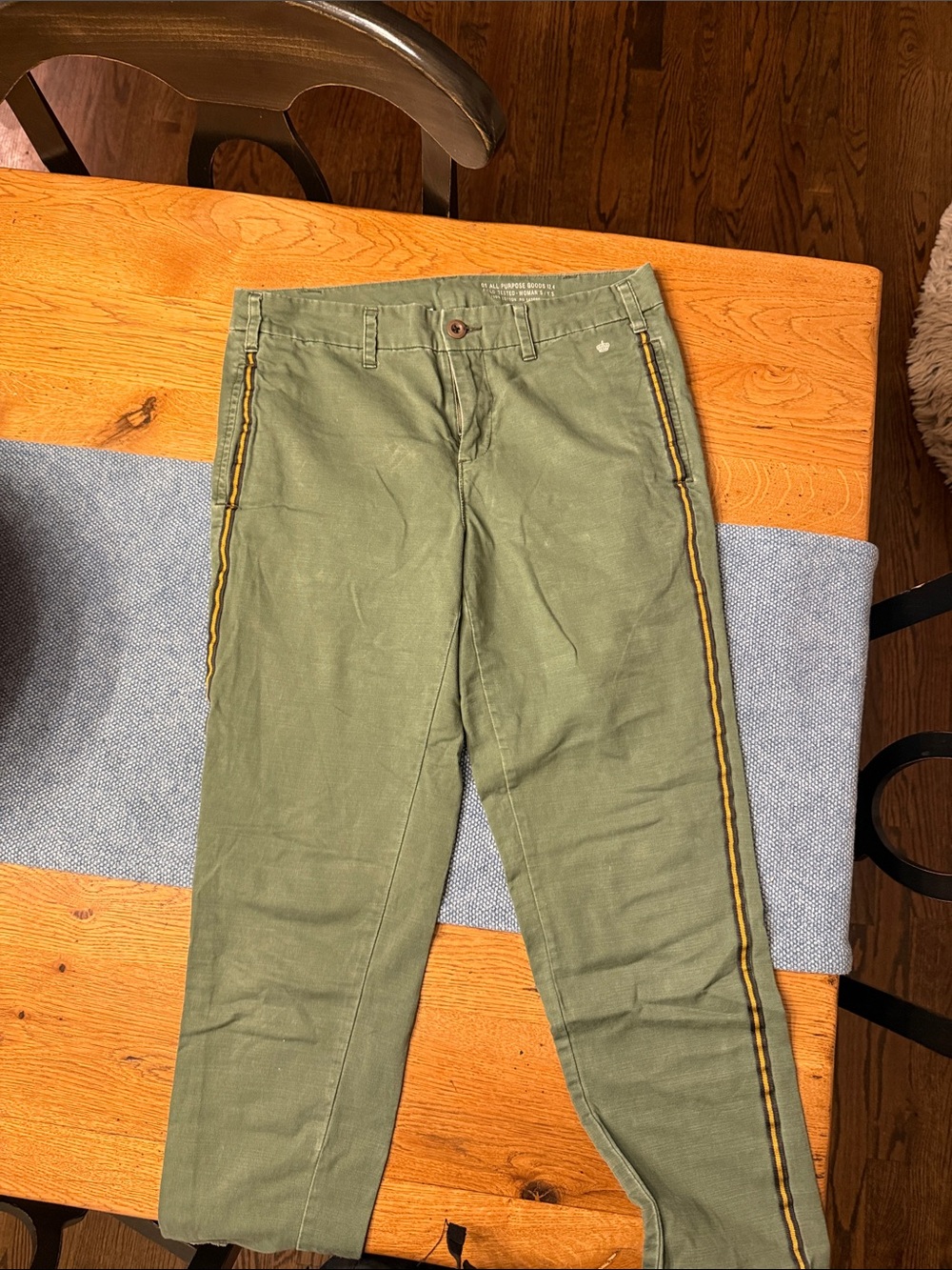 Olive Green Cropped Side-Stripe Women's Pants